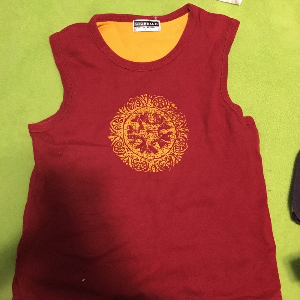 Red graphic tank top